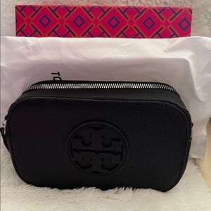 Tory Burch Black Pebbled Leather Crossbody